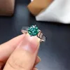 Ringos de cluster Cracking Green Moissanite Gemstone Ring for Women Jewelry Engagement 925 Presente de aniversário de prata esterlina