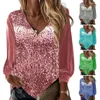 Blusas femininas respiráveis ​​elegantes lantejoulas brilhantes pulôver mulheres top touch lady ladra solta roupa diária roupas diárias