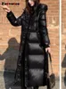 Damskie puszki parkas fotvotee zimowa kurtka kobiet z kapturem długi puffer 2023 czarna odzież uliczna odzież wierzchnia swobodna gęstość ciepłe eleganckie płaszcze 231116