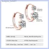 Stud Plated Rose Gold Moissanite Hoop Oorbellen voor Vrouwen 925 Sterling Zilveren Oorbel 2 Steen 6.5mm 4mm Diamond Stud oor Fijne SieradenL231117