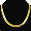 Collana a catena sottile e morbida a spina di pesce color oro puro 18 carati placcato giallo gioielli punk hip hop per uomo ragazzo 10mm 24 catene227g