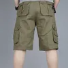 Shorts masculinos de verão shorts casuais de vários bolsos masculinos finos de cargo militar shorts táticos homens algodão de algodão solto casual calça curta 230417