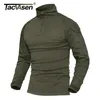Mens TShirts TACVASEN Long Sleeve 14 Zipper Tactical Tshirts With Pockets Summer Combat T Shirt Cotton Polyester Training Clothing 231116