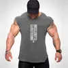 Hommes T-shirts Hommes Gym Singlets Sweatshirts sans manches Gilet lettres imprimer Bodybuilding Fitness mâle débardeur Chemises Casual Muscle chemise 230417