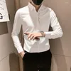 Men's Casual Shirts Long-sleeved Embroidery Camisa Social Masculina Turndown Collar Slim Fit Mens Dress Shirt Tops Fashion Noble Buttons Up