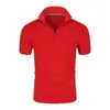 Men's Polos Summer Top Shirt Polyester/Spandex High-end Spandex Business Casual Lapel Short Sleeve Men Polos 230417
