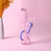 8 cali klein bong szisza unikalne nowe różowe szkło recykler dab rig śliczne szklane fajka wodna akcesoria do palenia