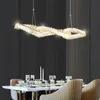 Light Luxury Dining Room LED Chandelier Creative Double Wave Modern Simple Chandelier Dining Room Bar Long Crystal Chandelier