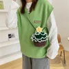 Crossbody bag Mini Christmas Tree Shaped Knitted Bag Cupcake Christmas Tree Cake Bag Autumn New Crochet Knitting Woolen Bag Fashion Casual Cute Small Bucket Bag