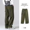 Calças masculinas Exército Verde American Logging Cargo Primavera e Outono Solto Vintage Reto Casual Tendência 231116