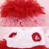 Chien vêtements vêtements d'hiver pour petits chiens fille luxe col en fausse fourrure robe manteau princesse chiot Tweed veste avec moelleux Tutu XS