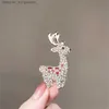 Pins Brooches Rinhoo Luxury ly Christmas Deer Brooches For Women Imitation Pearl Flower Zircon Elk Lel Pins Xmas Animal Badges JewelryL231117