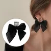 Stud Earrings Bowknot Sweet Ear Studs With Lace Fabric Bow Korean Style Black White Eardrops Women Fashion Jewelry Gift