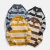 Maglioni da uomo Giappone Uomo Streetwear Vintage Fashion Stripe Colletto rovesciato Pullover Maglioni Felpe Maglieria maschile Cappotto