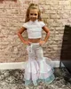 Two Pieces Girl Pageant Dress 2023 Sequin Velvet Pants Organza Bell Bottoms Little Kid Birthday Cap Sleeves High Neck Formal Party Wear Gown Infant Toddler Teens