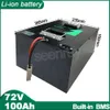 Batterie Li-ion 72V, 100ah, avec chargeur, Lithium polymère, parfaite pour Tricycle, moto, Scooter, véhicule électrique 6000W, 9000W