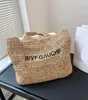 Cesta de vegetais oca bolsa de compras tecida elegante e ecologicamente correta com letras bordadas na bolsa de mamãe portátil de rua de palha