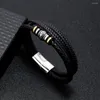 Bangle 2023 Men Leather Bracelets Stainless Steel Multilayer Braided Rope For Male Female Jewelry