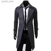 Herrgravrockar Herrens dubbelbröst jacka Herrens högkvalitativa självkultivering fast färg Fashion Märke Autumn Jacket Long Trench Coat S-4XL Q231118