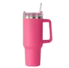 Stanleliness DHL 11 same 40oz Hot Pink Mugs Stainless Steel Tumblers Mugs Cups Handle Straws Big Capacity Beer Water Bottles Outdoor Camping with ClearFrosted L PHCS