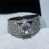 Cluster Rings Solitaire Ring 925 Стерлинговое серебряное роскошь 1ct 1ct Sona Cz Обручальные обручальные бэнд для женщин мужской вечеринка