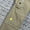 Men s Jeans High Street Cargo Flare Pant Hip Hop Handmade Ink Big Pocket Cotton Pants 231117