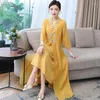 Ethnische Kleidung Chinesischer Stil Modifiziertes Qipao Retro Besticktes Frauen Zen Loses Kleid Cheongsam Robe Chinoise