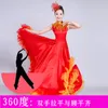 Стадия носить взрослые женщины с длинным платьем, женщина, показывают костюм, танец, большой хор, и испанский красный