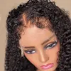 Cabelo cacheado brasileiro Human Human 4C Hairle Edge Winky Curly Wig com Curly Baby Hair HD Lace Frontal Synthetic Wig