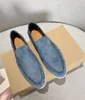 Kledingschoenen Italië Suede kalfslin walk loafers voor winter vrouwen naakt slip op ronde teen drijven gesp. Casual fla 230417