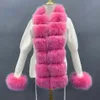 Women's Sweaters JANEFUR Wool Cardigan Luxury Women 2023 Real Fur Trim Cuffs Knit Sweater Custom Fashion Sexy Knitwear Y2K 231116