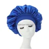 Bonnets de douche Femmes Haute Élastique Bonnet Coiffure Bonnets De Douche Solide Satin Long Soins Foulard Soie Nuit Sommeil Chapeau Livraison Directe Accueil Dhjhb