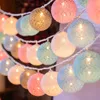 LED Strings 20 LED Cotton Ball Fairy String Lights Decoration عيد الميلاد لغرفة نوم المنزل 4 سم ملونة LED أضواء العطلة ديكور حفل زفاف P230414