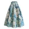 Юбки винтажная элегантная корейская модная масляная живопись, юбка для бального платья с высокой талией пухлая плиссированная длинная миди -юбка для женщин Falda Aesthetic 230417