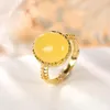 Cluster Rings S925 Sterling Silver Natural Amber Beeswax Light Luxury All-Match Fashion Egg Noodle Ladies Open Ring