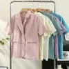 Frauen Blusen Korejepo Zweireiher Blazer 2023 Sommer Koreanische Lose Art Kurzarm Kleidung Büro Dame Hemd Mantel Tops Frauen