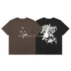 T-shirt da uomo di lusso T-shirt traspirante estiva a maniche corte con stampa di lettere ad acquerello Top moda casual marrone nero