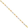 Bracelet coeur Stampato en or poli 14 carats tricolore 3 couleurs avec fermoir mousqueton - 7,25