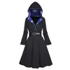 Casual Dresses Sun Moon Star Pattern Hooded Dress Belted High Maisted Long Sleeve A Line Midi Hoodie For Women 2023