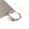 Cluster Rings S925 Sterling Silver Retro Hip Hop Knot Ring Temperament Men's Jewelry