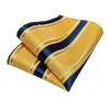 Neck Ties DiBanGu Mens Tie Yellow Striped Silk Wedding Tie For Men Hanky Cufflink Tie Set Fashion Bussiness Party Drop Design 231117