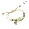 Braccialetti con ciondoli Bracciale in ceramica retrò Foglia di fiore Perline di porcellana fatte a mano Catena di corda regolabile per gioielli regalo ragazza donna