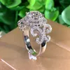 Solitaire Ring Huitan Aesthetic Design Women's Wedding Rings with Brilliant Cubic Zirconia Stone Gracieful Proposal Engage Rings Fashion Smycken 231116