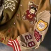 Men's Wool Blends Retro bear embroidered baseball uniform men and women ins spring loose couple street jacket bomber jacket traf 231117