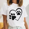 Camisetas femininas femininas letra de cachorro tendência amor animal casual roupas de desenho animado tops impressão feminina tees camiseta de camiseta gráfica