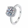 925 Sterling Silver skapade fulla Moissanite Diamonds Gemstone Wedding Engagement Ring Fine Jewelry Gift for Women Whole