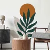 Wall Stickers Boho Sun Leaf Green Botanical Wall Sticker Removable Peel and Stick Vinyl Wall Decal Mural Living Room Interior Home Decoration 230417