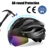 Cykelhjälmar Boler Cycling Hjälm MAN Kvinnor Led Light Helmet Road Mountain Bike Hjälm Borttagbar lins Ridning Bicycle Helmet med Goggles 230414