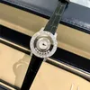 Женские часы с бриллиантами, радужные блестящие кварцевые часы, кожаный ремешок с сапфировым стеклом, водонепроницаемые Montre De Luxe, модные наручные часы 34 мм