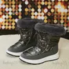 Stiefel Damen Kunstpelz Stiefeletten Klobige Plattform Wasserdichte Schneestiefel Frauen Silber Dicker Plüsch Warme Winterstiefel Schuhe Frau 43 T231117